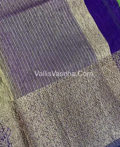 Bamboo Silk Saree -  Green with Purple Shade - VVBSS010