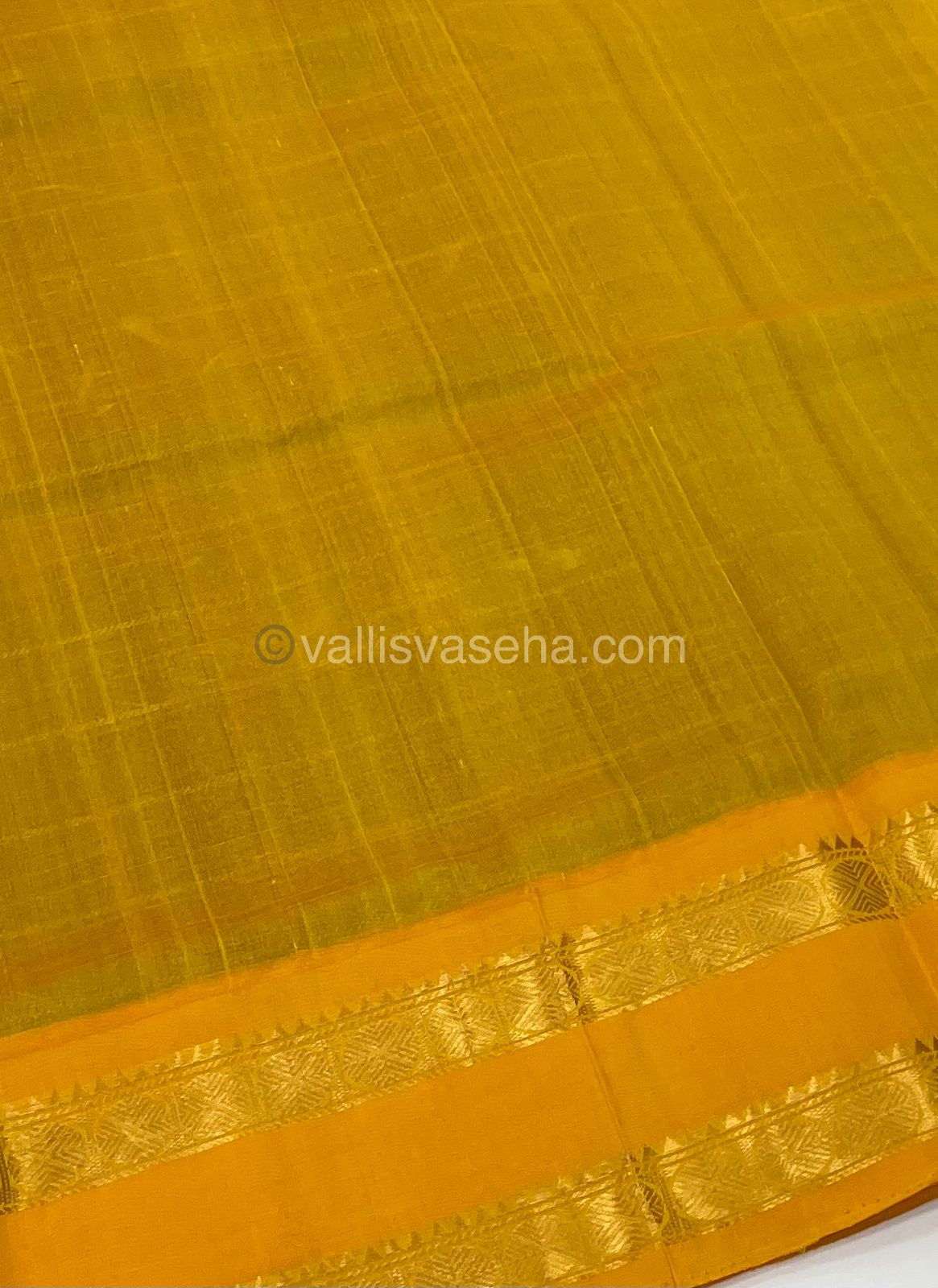 Pure Korvai Silk Cotton With Retta Petta Border - Checks pattern - Yellow & Blue - VVKSC013