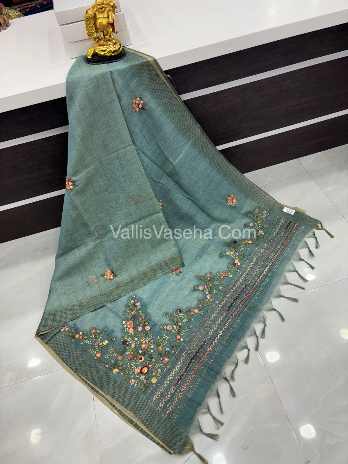 French Knot - Tissue Saree - Blue Shade - VVLFN009