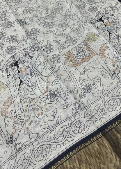 Semi Binny / Semi Crepe Silk - White & Black - VVSBS005