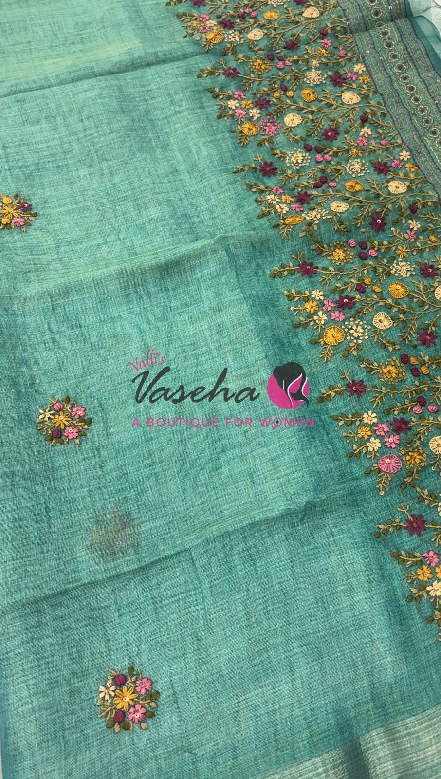 French Knot - Tissue Saree - Blue Shade - VVLFN014