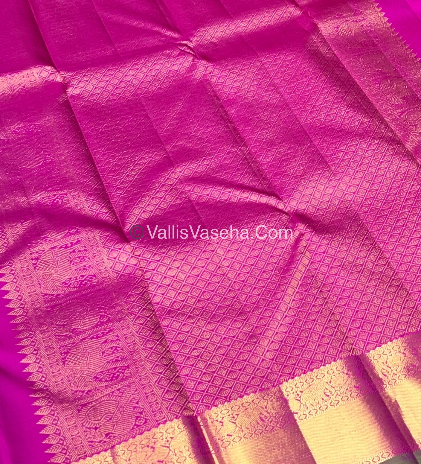 Pure Kanchipuram Silk Saree - Purple & Pink/Green Combo - VVPS014