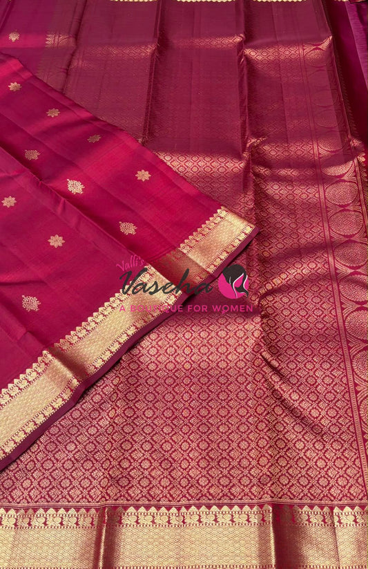 Pure Kanchipuram Silk Saree - Maroon Shade  - VVPS056