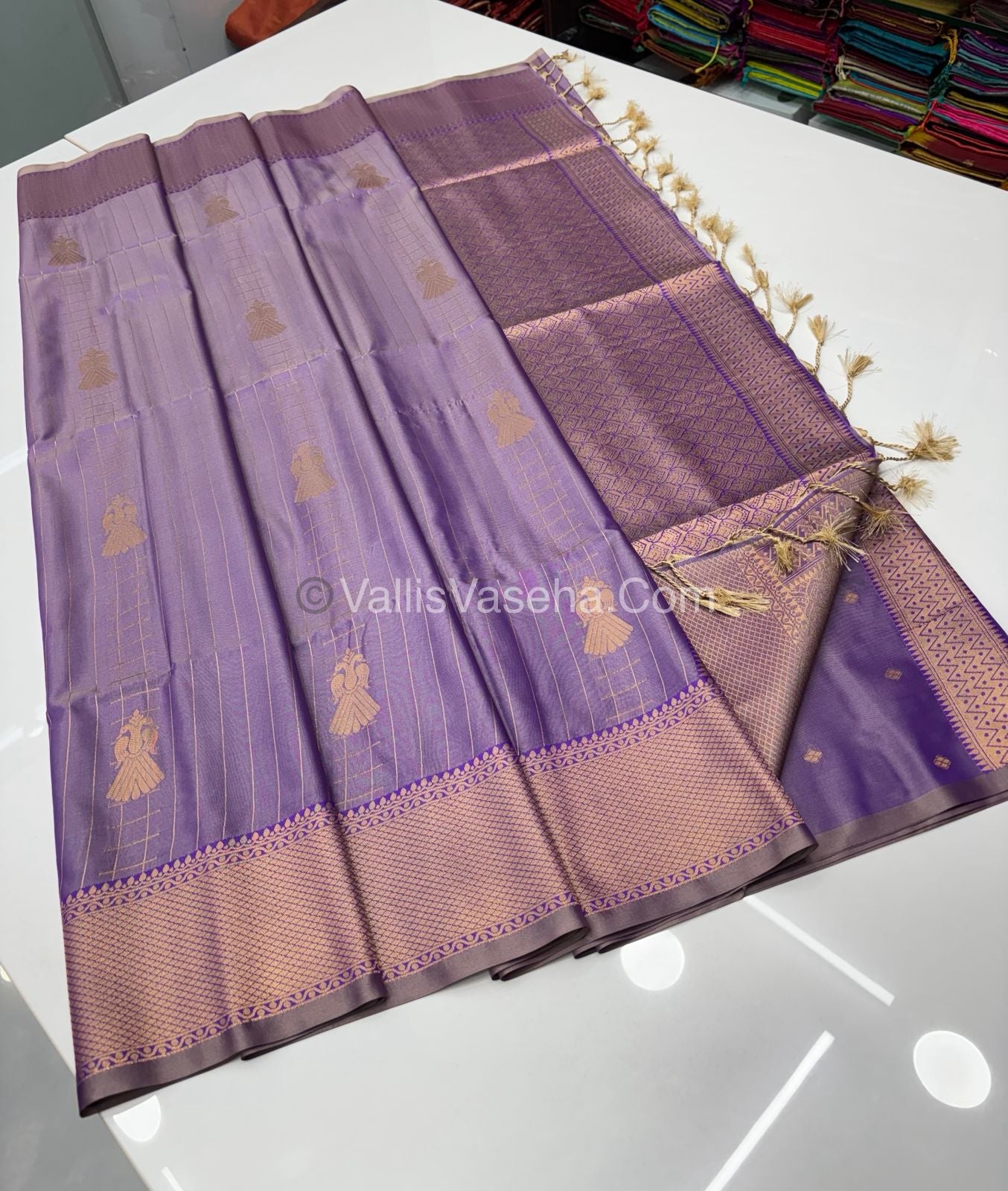 Semi Soft Silk - Border less - Lavender Shade -VVSSS023