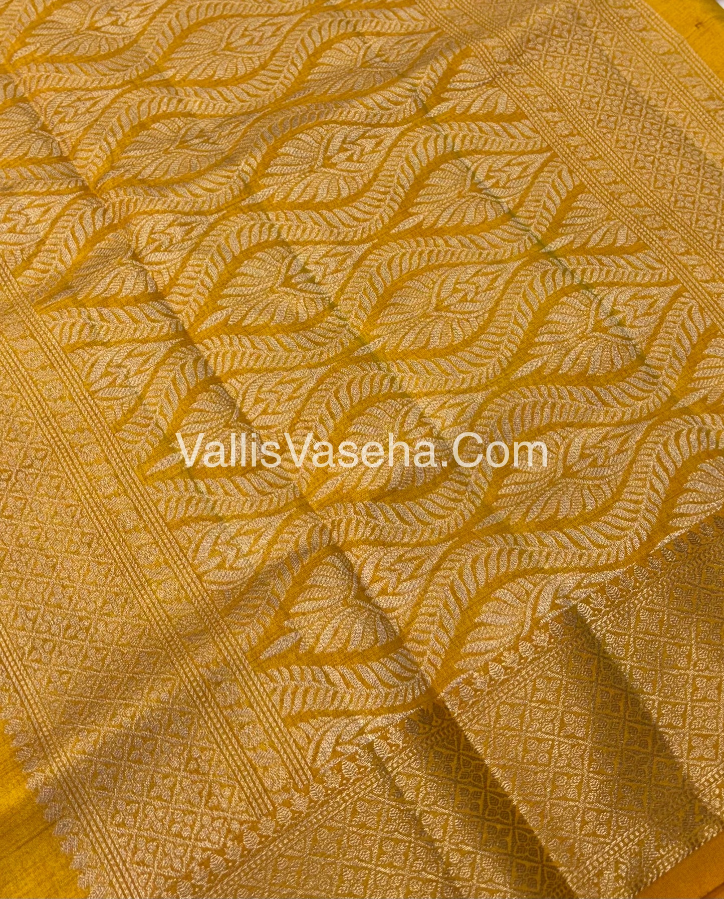 Semi Tussar Silk - Grand Pallu  - Yellow Shade - VVSTS022
