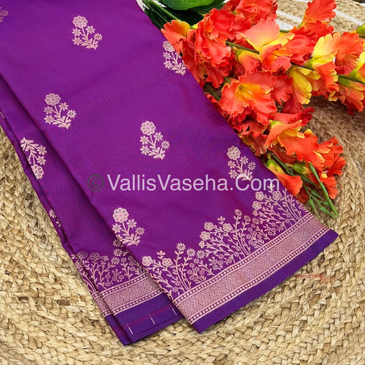 Semi Soft Silk with Border - Purplish Pink Shade  -VVSSS013