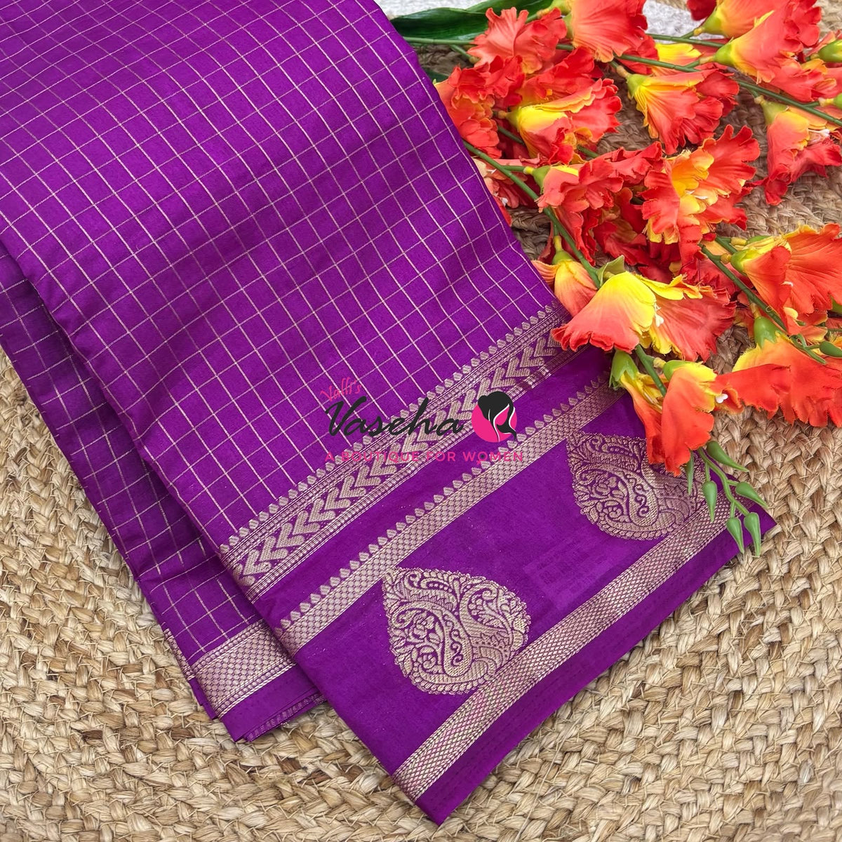 Semi Tussar Silk Saree | Purple Shade |VVSTS061