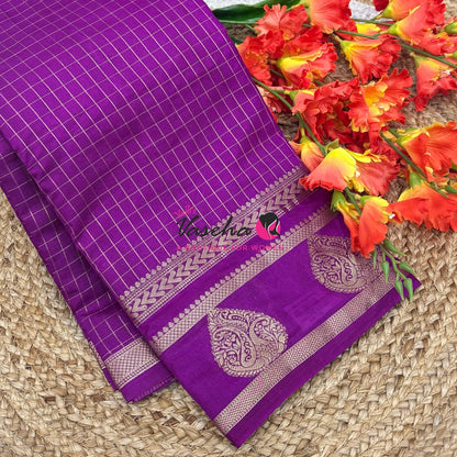 Semi Tussar Silk Saree | Purple Shade |VVSTS061
