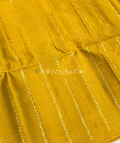 Pure Soft Silk Saree - Border Less  - Mustard Yellow & Purplish Pink Combo - VVPSS055