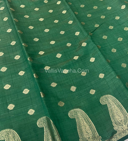 Semi Tussar Silk Saree - Dark Green shade - VVSTS010