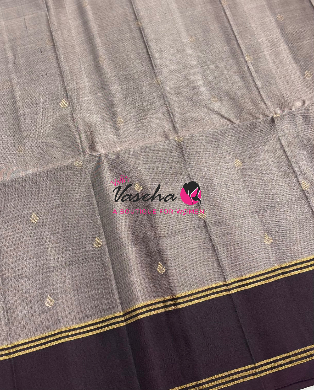 Pure Soft Silk Saree  - Grey & Wine Brown Combo - VVPSS141