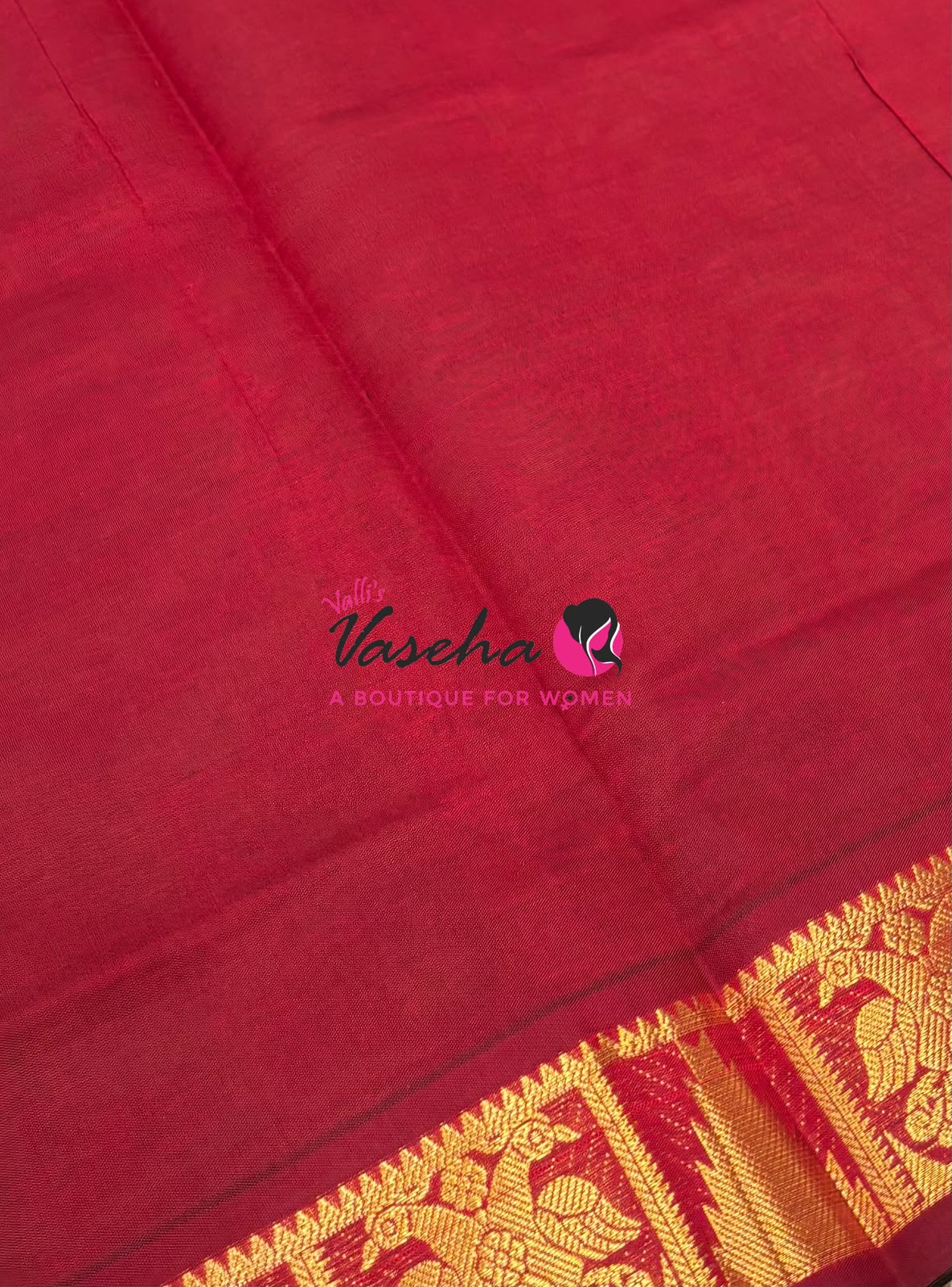 Semi Silk Cotton Saree - Small Zari Butta  - Retta Mayil Border- VVSSC015