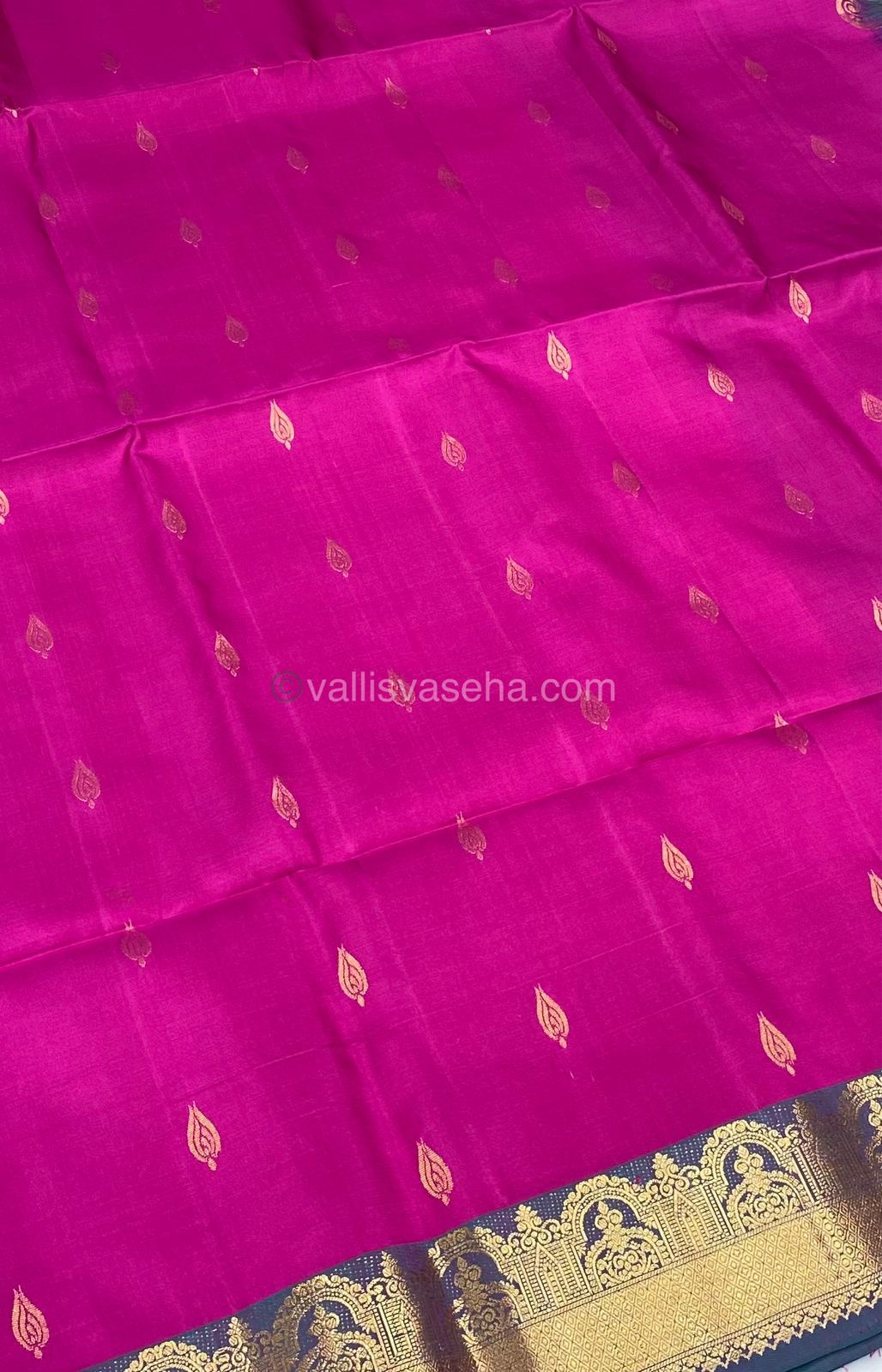 Pure Soft Silk Saree - Pink With Purplish Blue Combo - VVPSS015