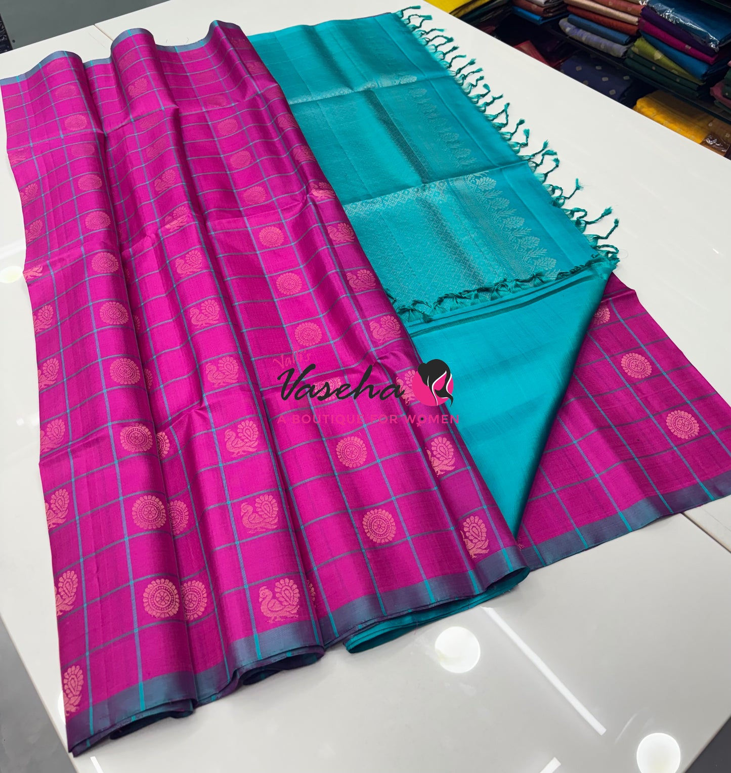 Pure Soft Silk Saree - Purple & Blue Shade - VVPSS055