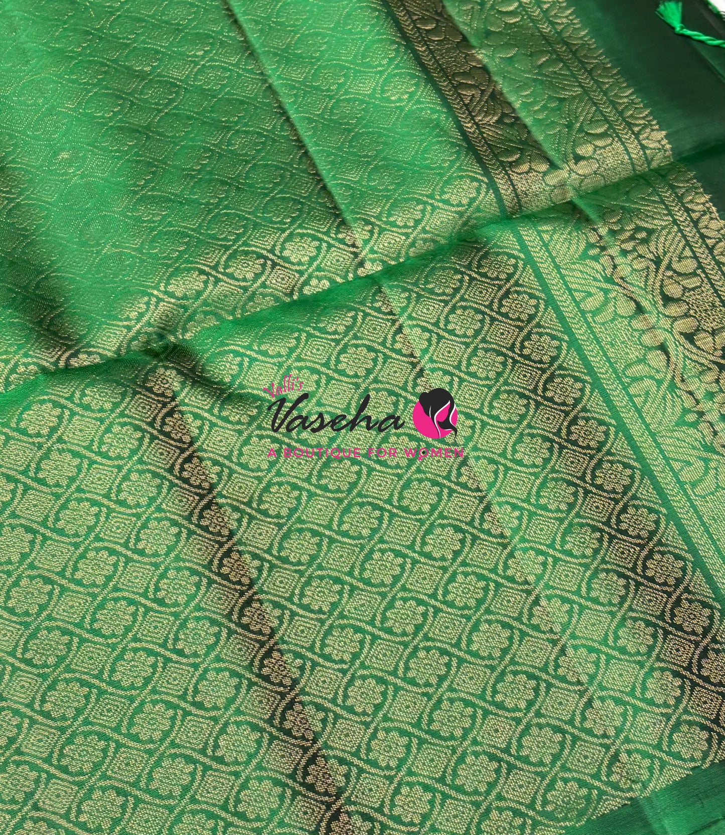 Pure Soft Silk Saree  - Vairavoosi Pattern - Mustard Green With Green - VVPSS095