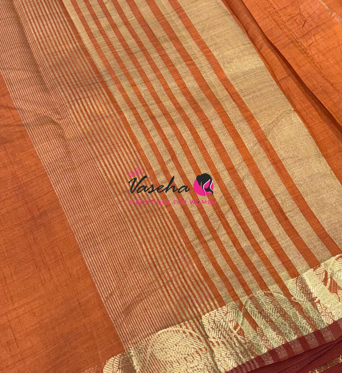 Semi Tussar Silk - Rust Orange Shade - VVSTS003