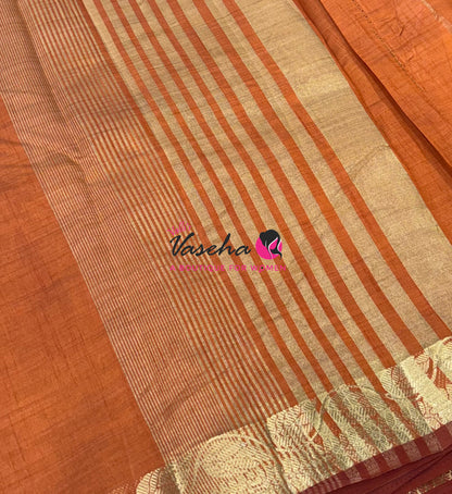 Semi Tussar Silk - Rust Orange Shade - VVSTS003