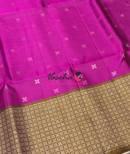 Pure Soft Silk Saree - Pink & Mahendi Green - VVPSS126