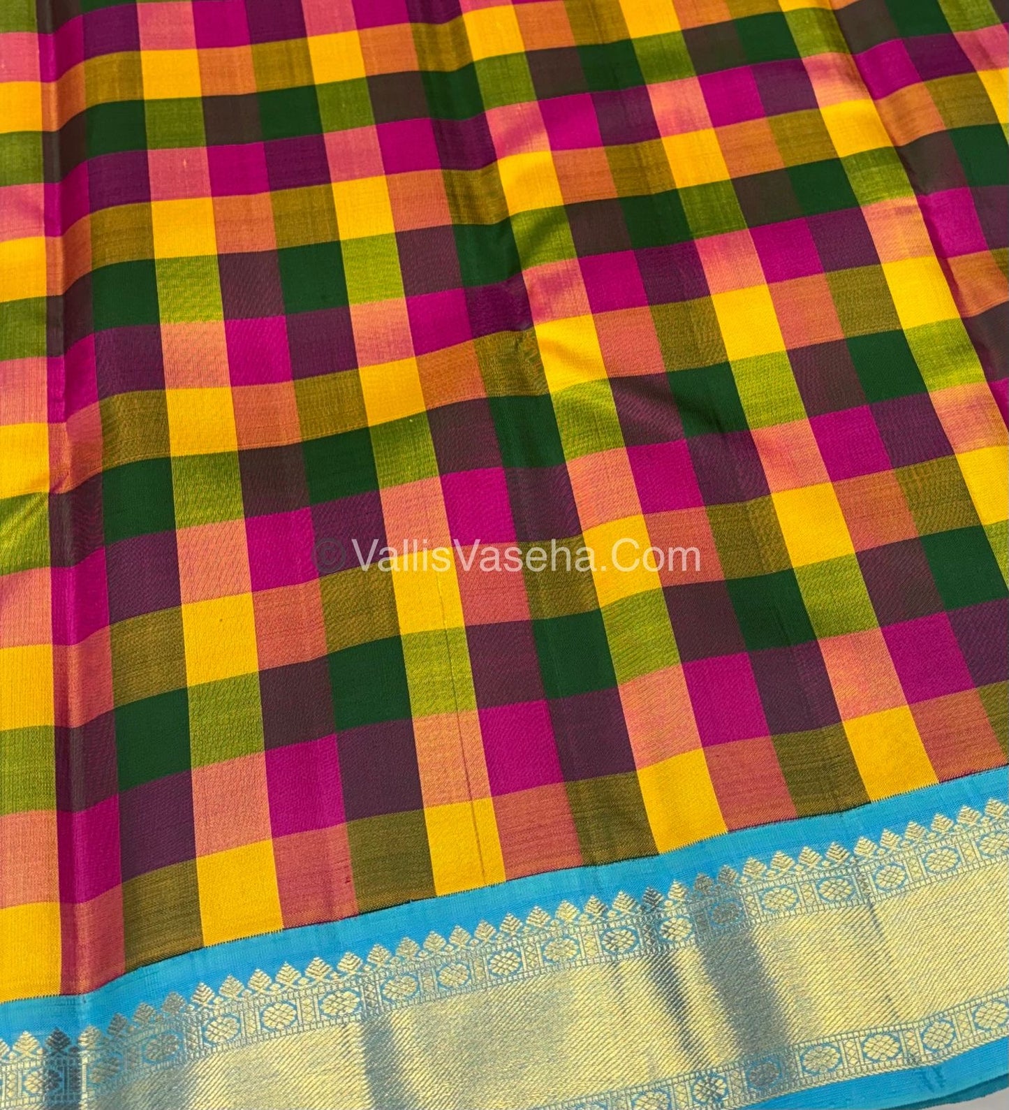 Pure Kanchipuram Silk Saree | Pazhum Pazhamum Checks |VVPS017