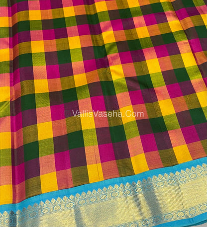 Pure Kanchipuram Silk Saree | Pazhum Pazhamum Checks |VVPS017