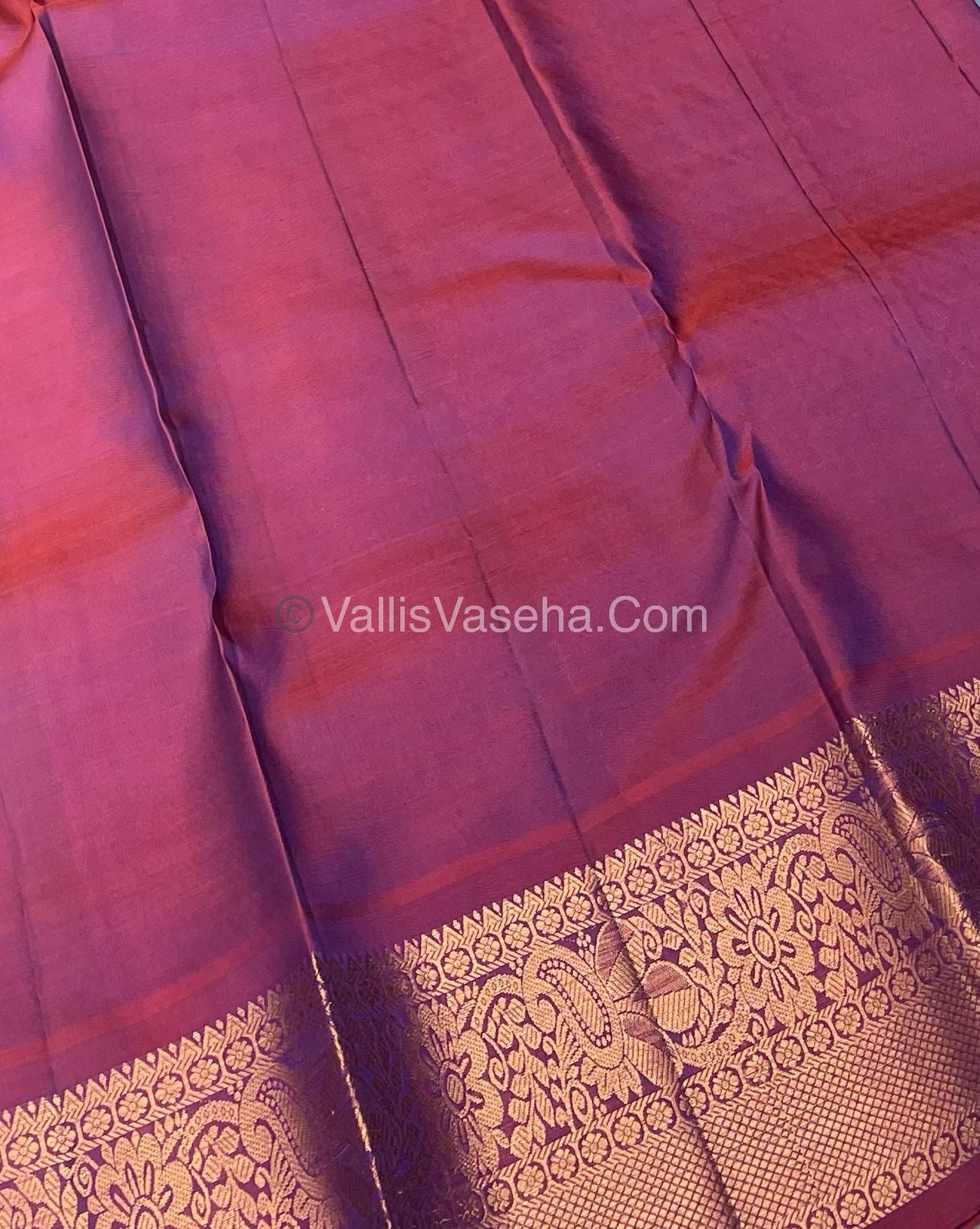 Half Mix - Pure Soft Silk Saree - Greyish Blue & Pinkish Maroon Shade - VVPSS031