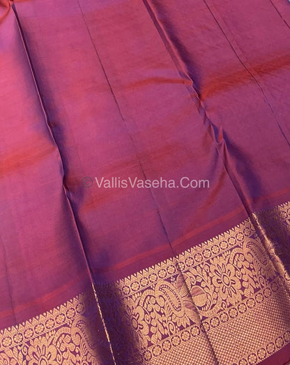Half Mix - Pure Soft Silk Saree - Greyish Blue & Pinkish Maroon Shade - VVPSS031