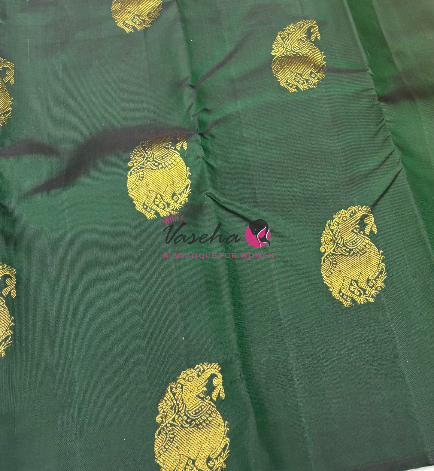 Pure Kanchipuram Silk Saree - Border Less - Green with Yellow Combo - VVPS043