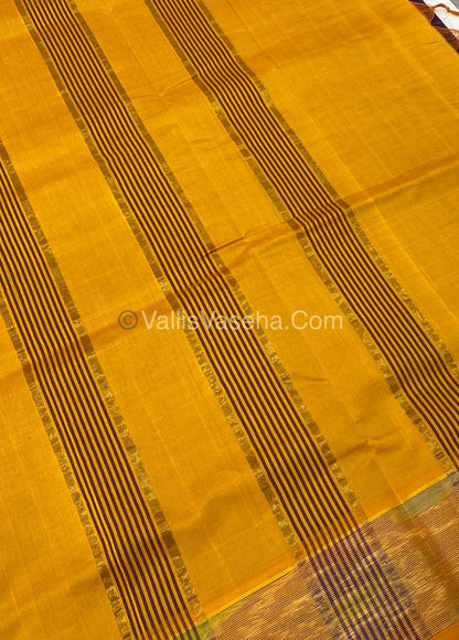 Semi Silk Cotton Saree - Violet & Yellow   - VVSSC001