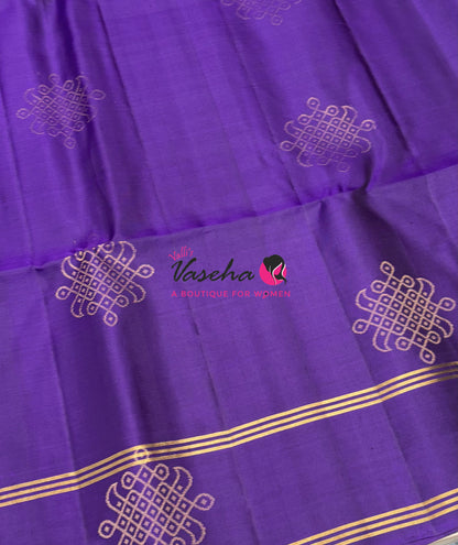 Pure Soft Silk Saree  - Kolam Weaving  - Purple & Dual Tone Green Combo - VVPSS160