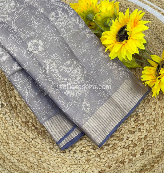 Semi Tussar Silk - Grey Shade - VVSTS001