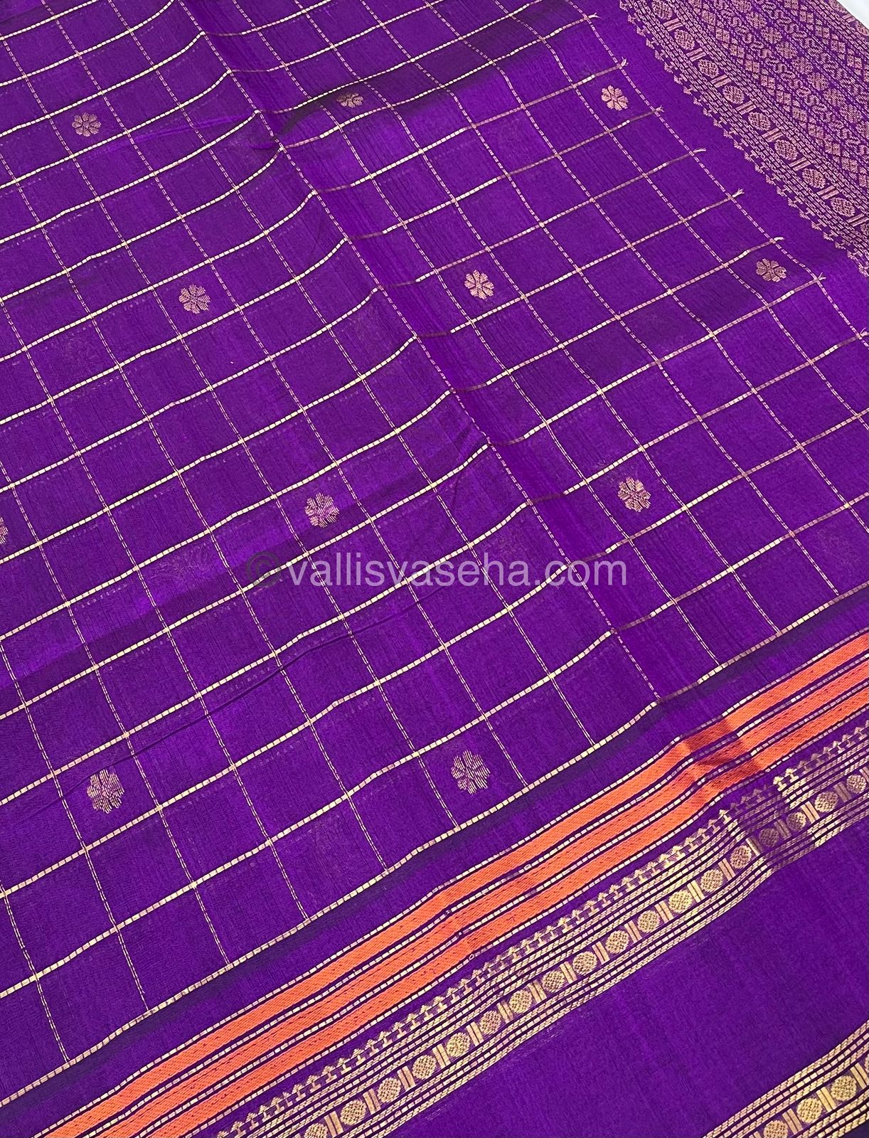 Pure Silk Cotton Saree - Retta Petta Border - Purple Shade - VVPSC001