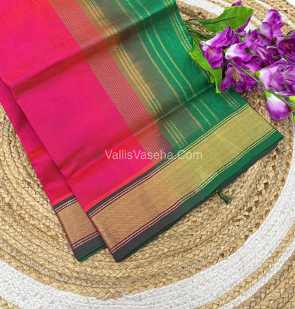 Pure Silk Cotton Sarees - Pink & Green Shade - VVPSC008