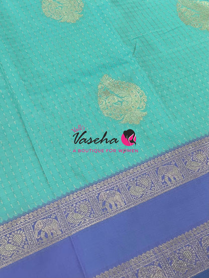Semi Soft Silk - Pastel Blue With Light Lavender - VVSSS038