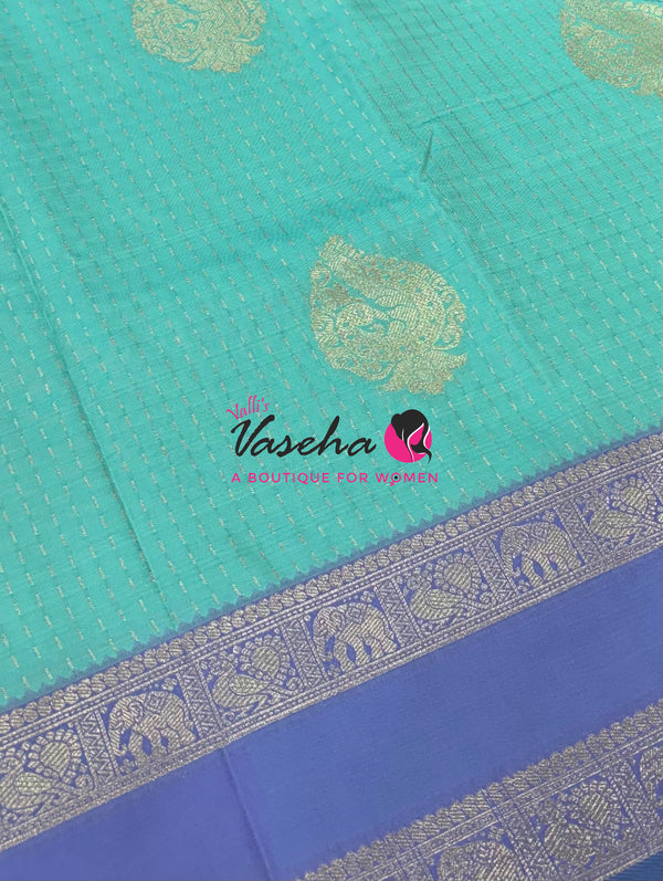 Semi Soft Silk - Pastel Blue With Light Lavender - VVSSS038