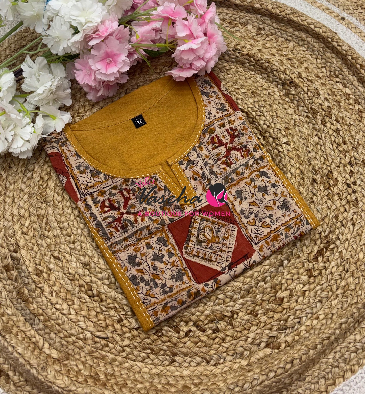 Ready Made - Pure Kalamkari Cotton - Short Kurti - VVRKC003