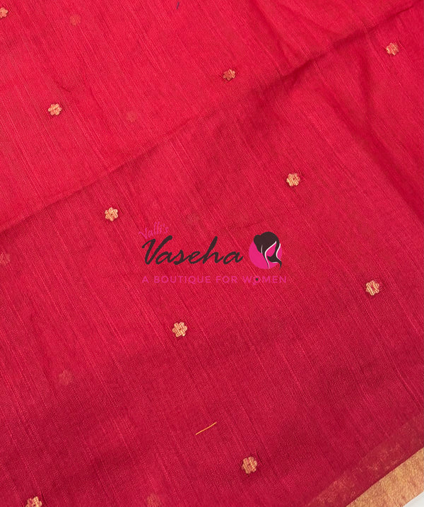 Semi Duppion Tussar Silk Saree | Red Shade |VVSDT001