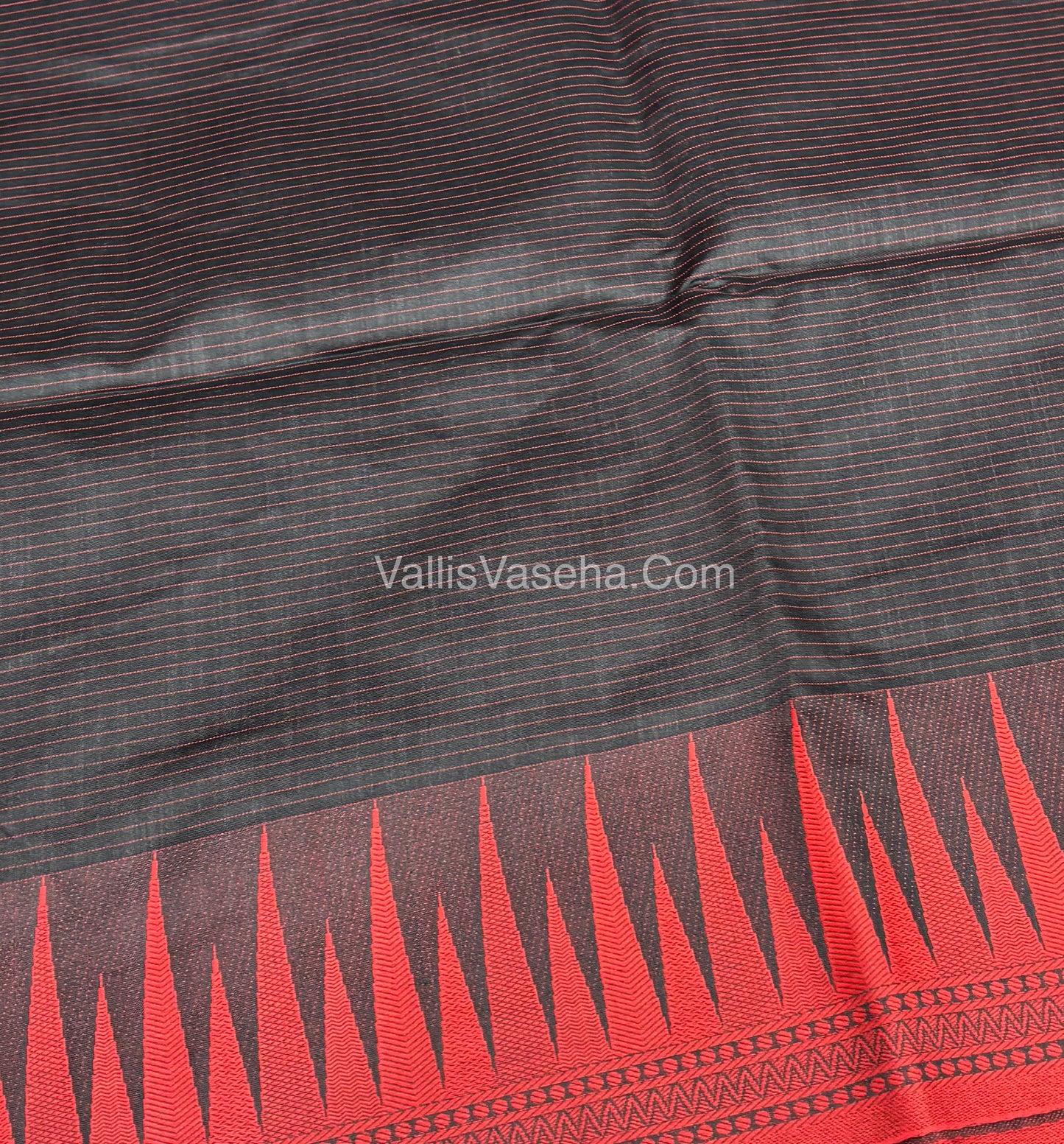 Semi Raw Silk - Black With Red Shade - VVRS007