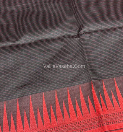 Semi Raw Silk - Black With Red Shade - VVRS007