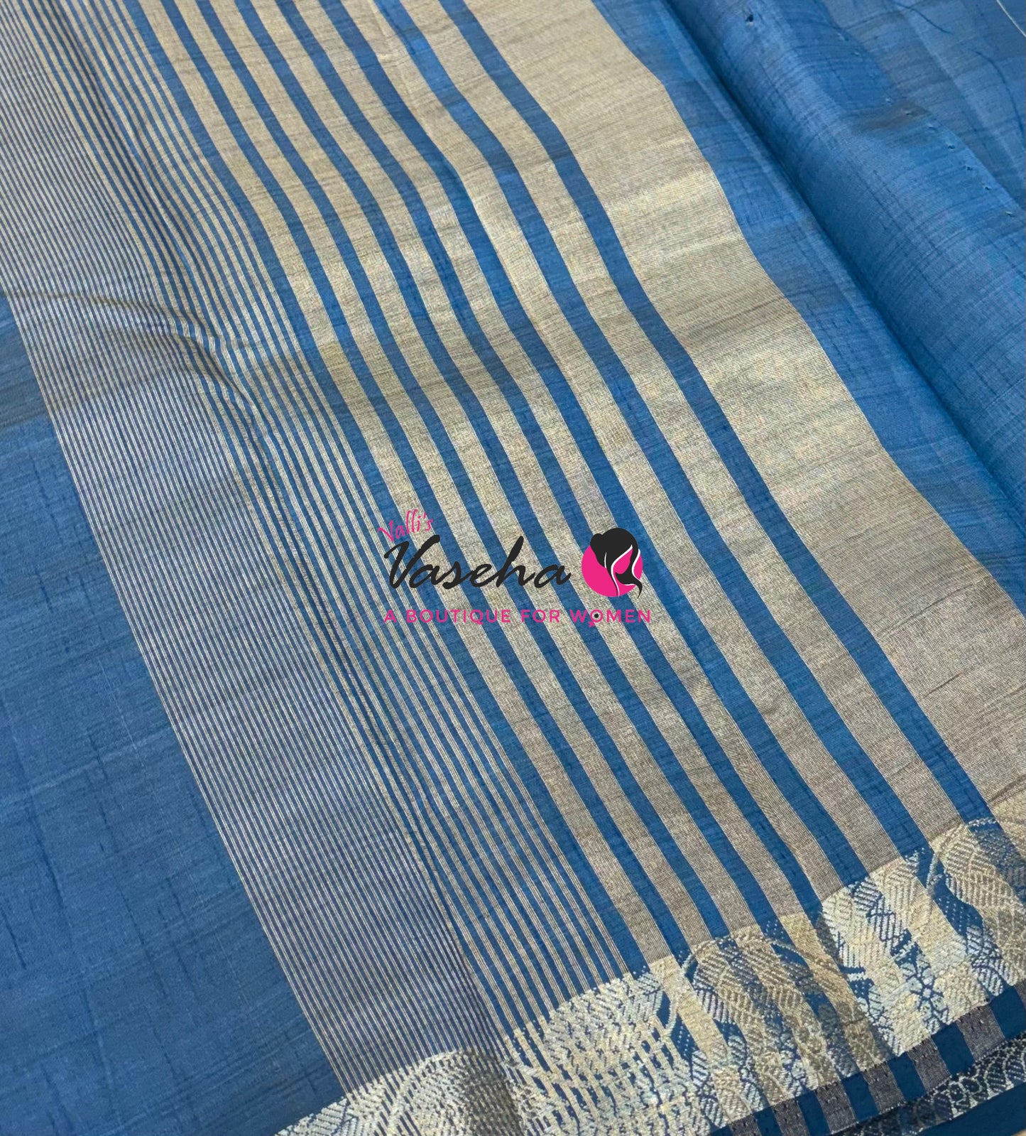 Semi Tussar Silk - Blue Shade - VVSTS003