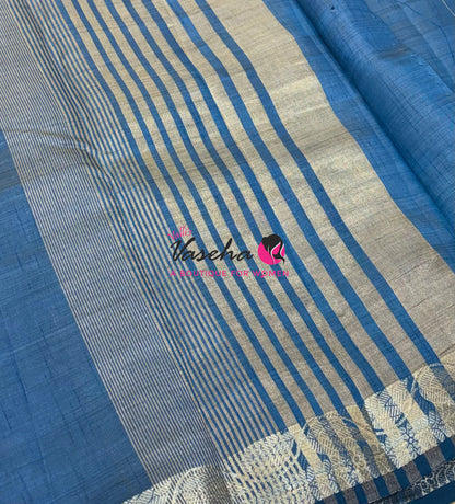 Semi Tussar Silk - Blue Shade - VVSTS003