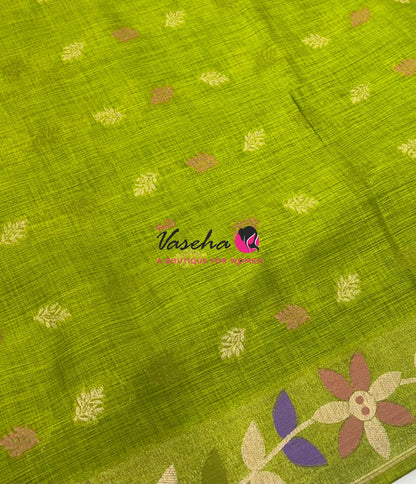 Banarasi - Heritage Meenakari Silk -   Pista Green Shade - VVBHS016