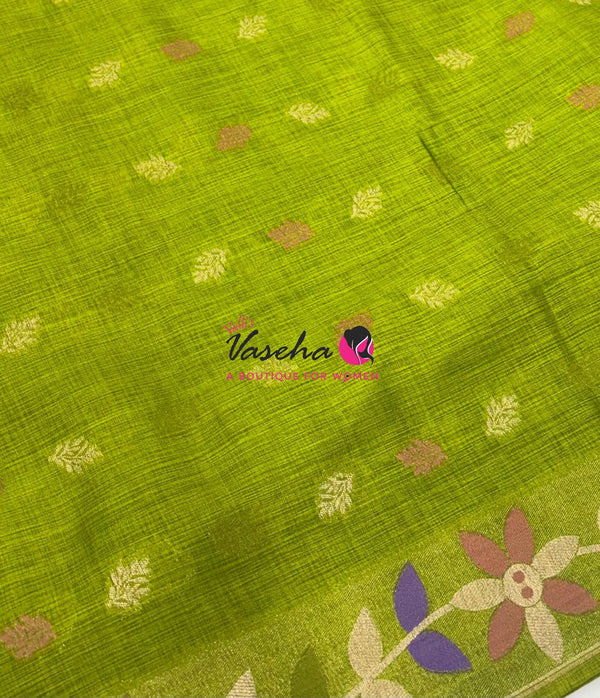 Banarasi - Heritage Meenakari Silk -   Pista Green Shade - VVBHS016