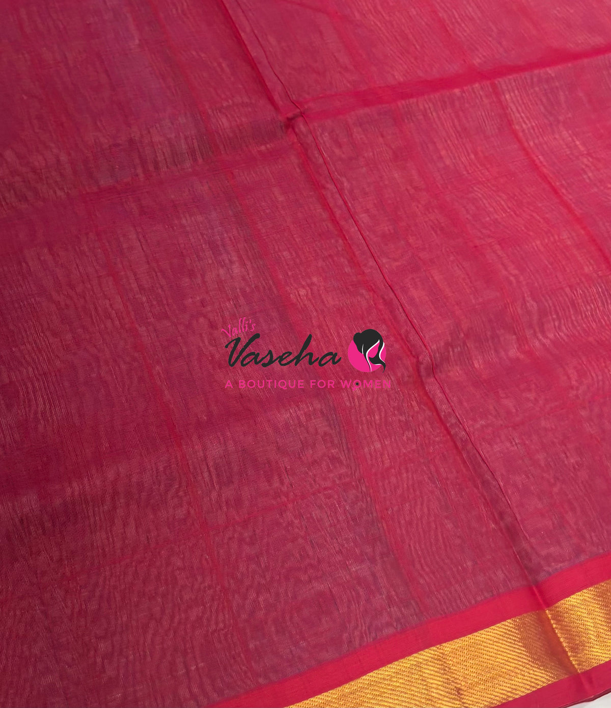 Pure Silk Cotton Sarees - Blue With Red - VVPSC003