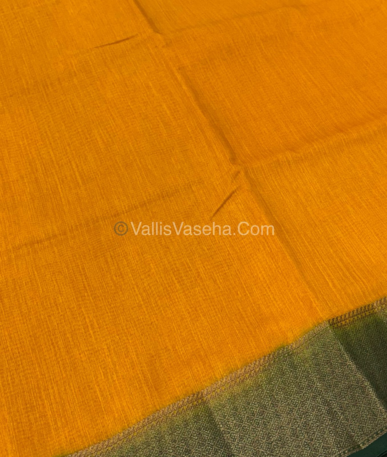 Bamboo Silk Saree - Yellow With Green Shade - VVBSS002