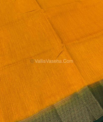 Bamboo Silk Saree - Yellow With Green Shade - VVBSS002
