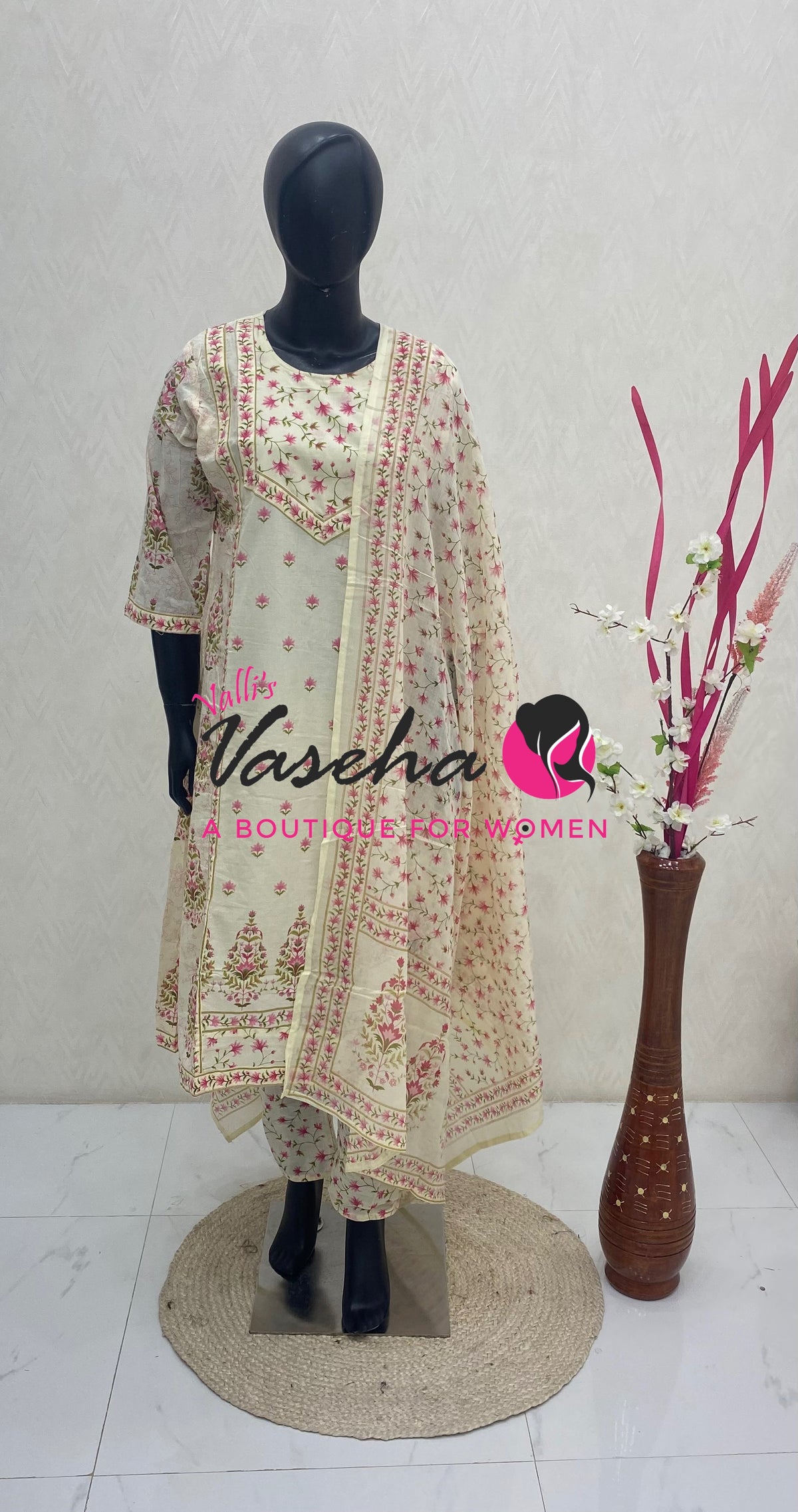 Ready Made | Semi Anarkali Set  (3pc)|Cotton |VVRMS034