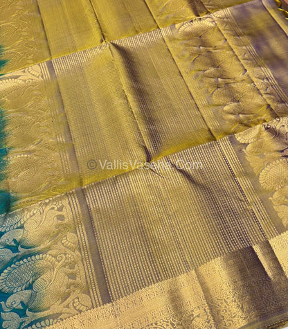 Pure Soft Silk Saree - Kanchi Border - Blue & Grey Combo - VVPSS046