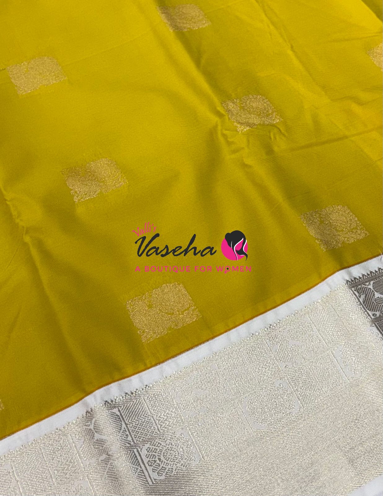 Semi Kanchi Silk  - Lemon Yellow & Cream - VVSKS007