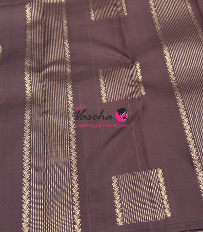Pure Kanchipuram Silk Saree - Brown Shade - VVPS054