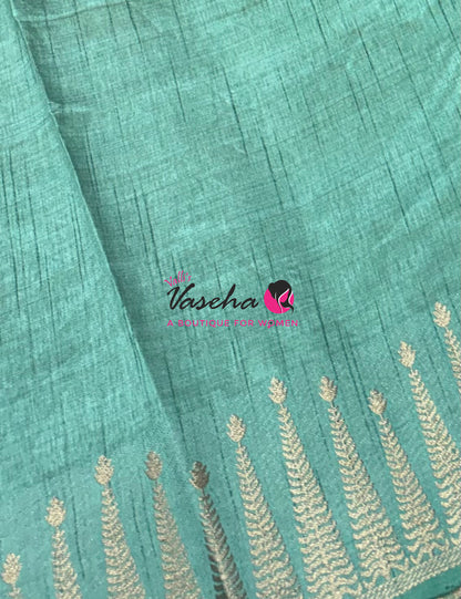 Semi Tussar Silk Saree | Pista Green Shade |VVSTS050
